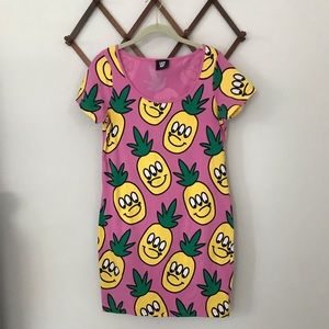 lazy oaf pink graphic t-shirt dress size large